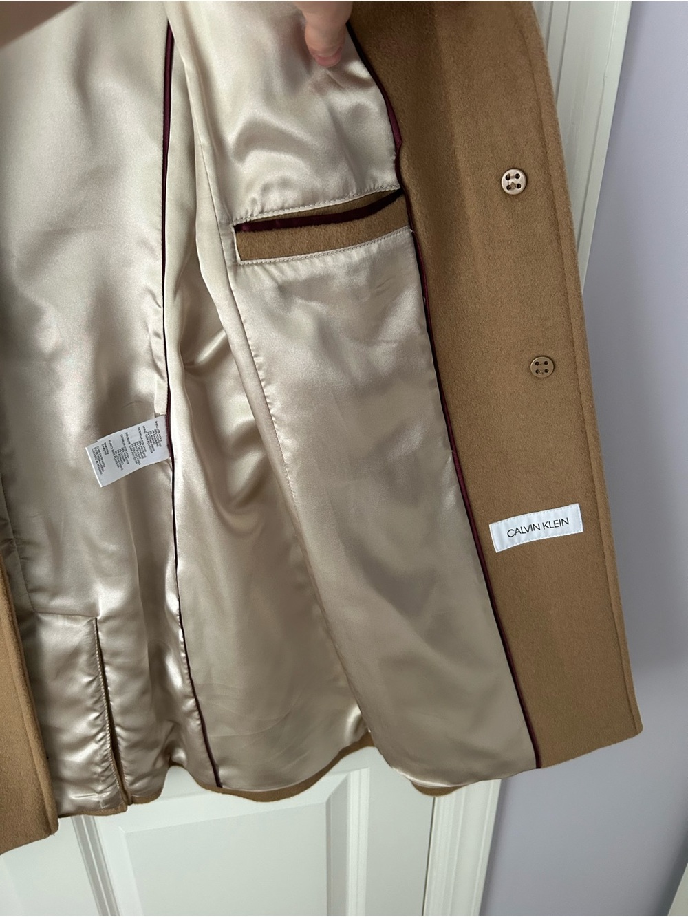 Calvin Klein camel Wool Coat size 4 NWOT - Picture 5 of 7
